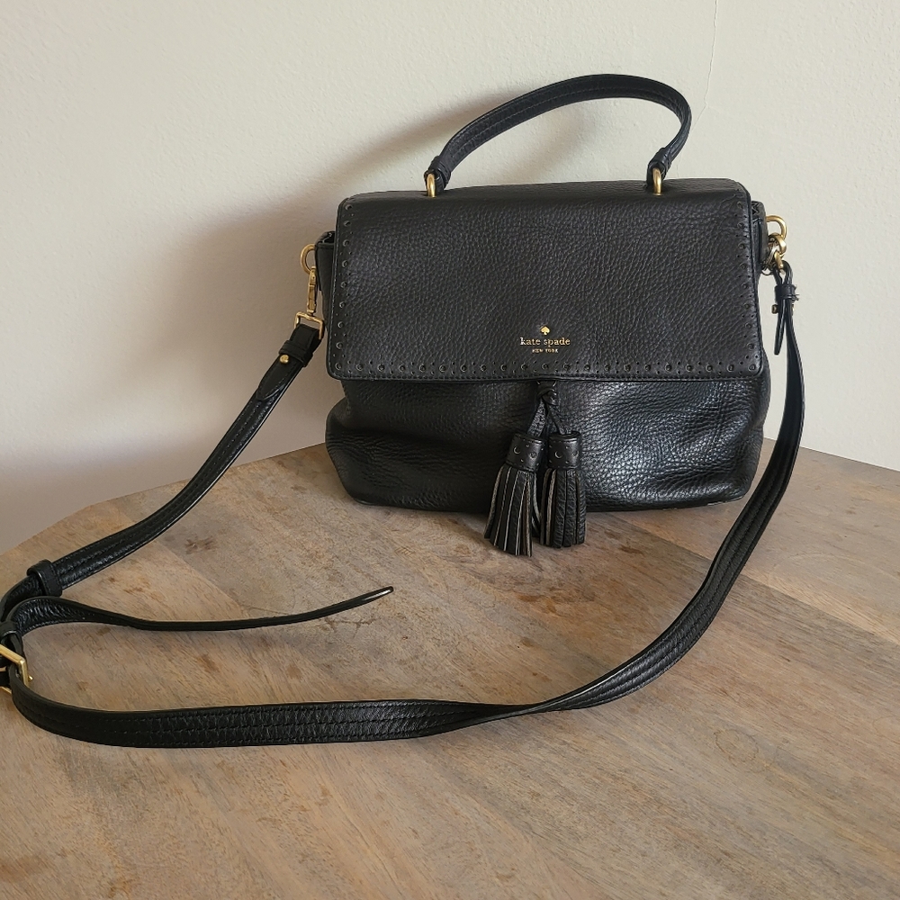 Kate Spade Black Leather Tassle Crossbody/Handbag